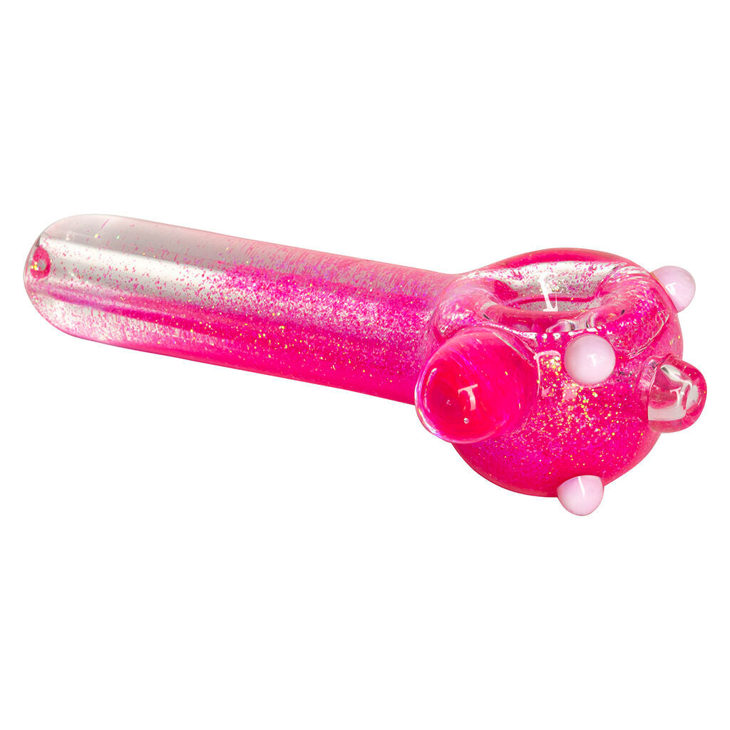 Red Eye Glass - Pink Sparkle Liquid Hand Pipe