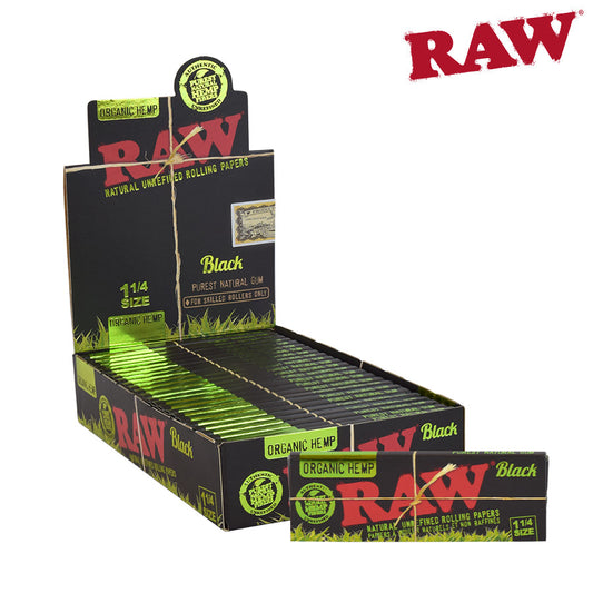 RAW - Black Organic 1¼ Rolling Papers - 24/BOX