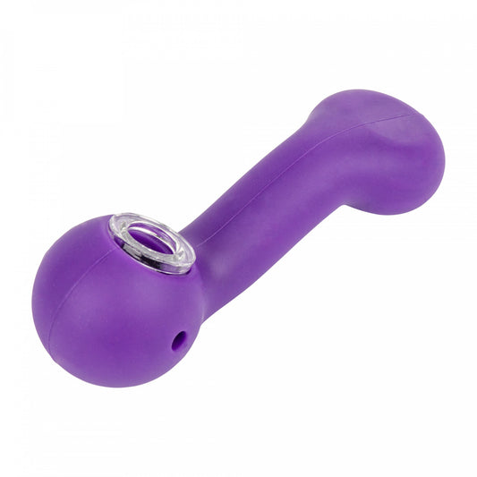 LIT Silicone Purple Sherlock Flat MP Hand Pipe W/Glass Bowl