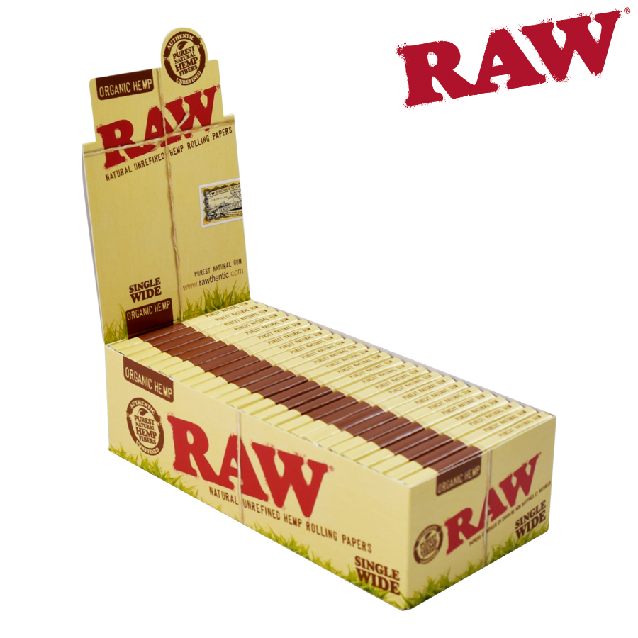RAW - Organic Hemp Single Wide Rolling Papers - Full Box of 25 Packs