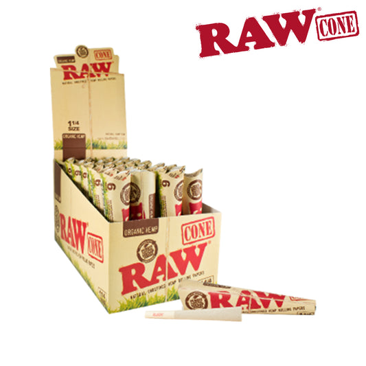 RAW - Organic Pre-roll Cone King Size Rolling Papers - Full Box of 32 Packs