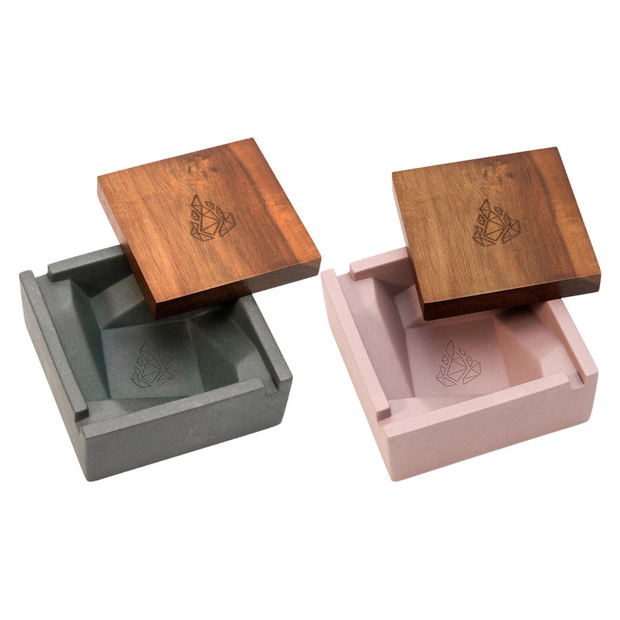 BRNT Briq Concrete Ashtray with Walnut Lid