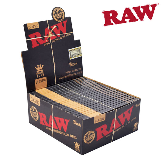 RAW - Black King Size Thin Rolling Papers - Full Box of 50 Packs